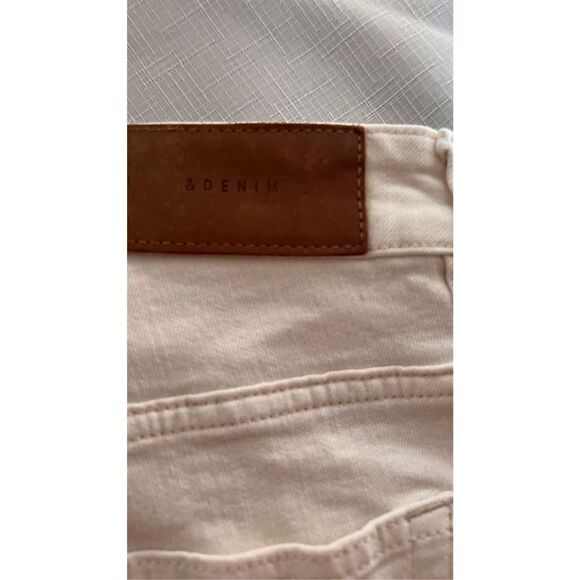 & Denim Women's High Waist Raw Cut Wide Leg Crop Pants White Light Wash Size 31 - Picture 10 of 12